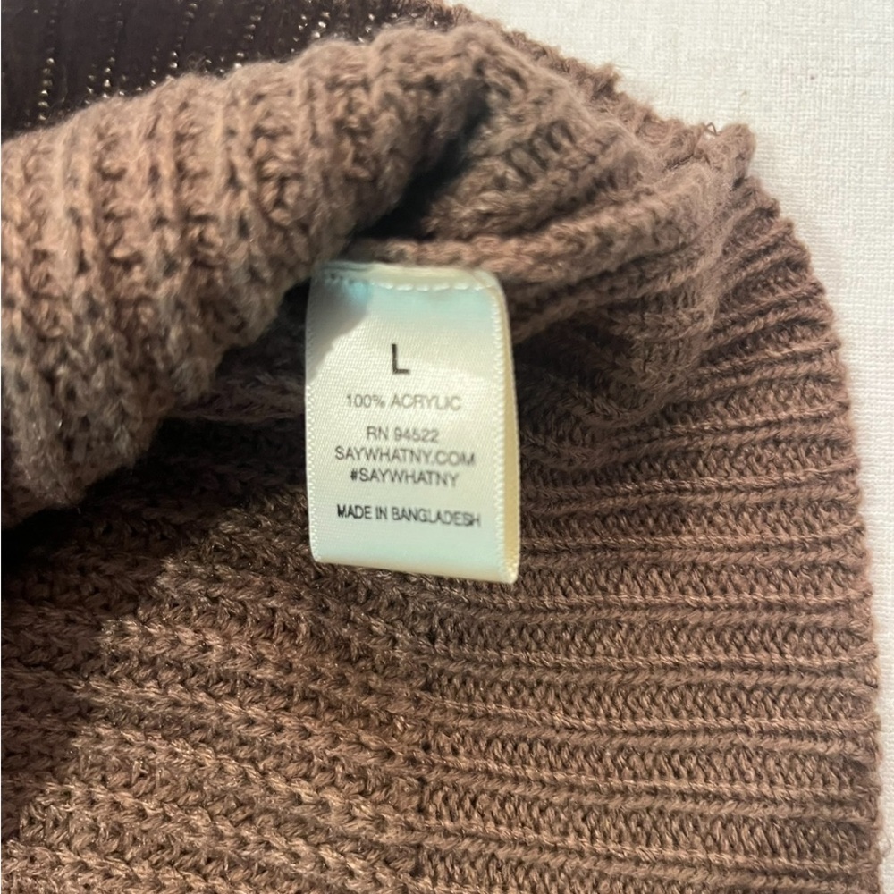 Say What? Brown V-Neck Sweater with Back Ring Detail. GUC! So cozy! - Picture 9 of 9